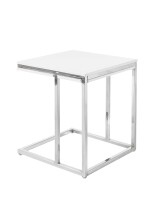 Beistelltisch >Reno mini< in MDF weiß, Metall verchromt - 45x50x45cm (BxHxT)