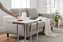 Beistelltisch >Reno mini< in MDF weiß, Metall verchromt - 45x50x45cm (BxHxT)