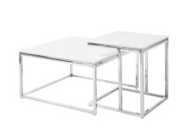 Beistelltisch >Reno mini< in MDF weiß, Metall verchromt - 45x50x45cm (BxHxT)