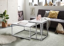 Beistelltisch >Reno mini< in MDF weiß, Metall verchromt - 45x50x45cm (BxHxT)