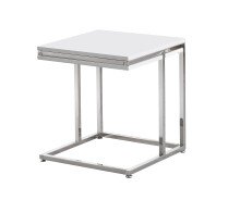 Beistelltisch >Reno mini< in MDF weiß, Metall verchromt - 45x50x45cm (BxHxT)