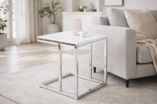 Beistelltisch >Reno mini< in MDF weiß, Metall verchromt - 45x50x45cm (BxHxT)