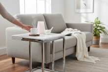 Beistelltisch >Reno mini< in MDF weiß, Metall verchromt - 45x50x45cm (BxHxT)