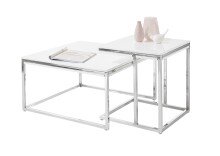 Beistelltisch >Reno mini< in MDF weiß, Metall verchromt - 45x50x45cm (BxHxT)