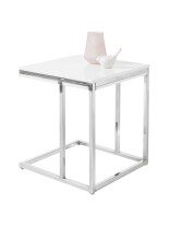 Beistelltisch >Reno mini< in MDF weiß, Metall verchromt - 45x50x45cm (BxHxT)