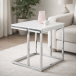 Beistelltisch >Reno mini< in MDF weiß, Metall verchromt - 45x50x45cm (BxHxT)