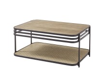 Couchtisch >Bomi< Mango massiv / Metall schwarz / Wiener Geflecht - 92x40x60cm (BxHxT)