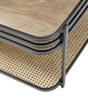Couchtisch >Bomi< Mango massiv / Metall schwarz / Wiener Geflecht - 92x40x60cm (BxHxT)