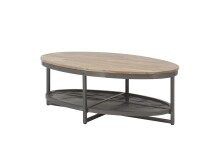 Couchtisch >Moca< Akazie massiv / Metall schwarz / Gitterablage - 121x44x71cm (BxHxT)
