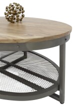 Couchtisch >Moca< Akazie massiv / Metall schwarz / Gitterablage - 121x44x71cm (BxHxT)