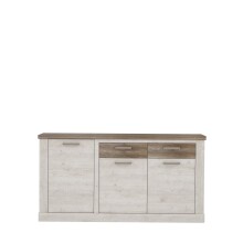 Sideboard >DURO< 3 Türen, Pinie Weiss / Eiche...