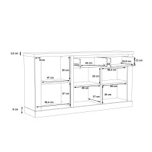 Sideboard >DURO< 3 Türen, Pinie Weiss / Eiche Antik Dekor - 172,2x90,3x41,3cm (BxHxT)