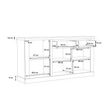 Sideboard >DURO< 3 Türen, Pinie Weiss / Eiche Antik Dekor - 172,2x90,3x41,3cm (BxHxT)
