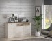 Sideboard >DURO< 3 Türen, Pinie Weiss / Eiche Antik Dekor - 172,2x90,3x41,3cm (BxHxT)