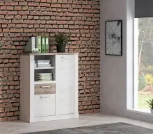 Highboard >DURO< 2 Türen, Pinie Weiss / Eiche...