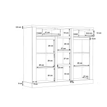 Highboard >DURO< 2 Türen, Pinie Weiss / Eiche Antik Dekor - 159,6x128,3x41,3cm (BxHxT)