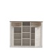 Highboard >DURO< 2 Türen, Pinie Weiss / Eiche Antik Dekor - 159,6x128,3x41,3cm (BxHxT)