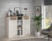 Highboard >DURO< 2 Türen, Pinie Weiss / Eiche Antik Dekor - 159,6x128,3x41,3cm (BxHxT)