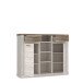 Highboard >DURO< 2 Türen, Pinie Weiss / Eiche Antik Dekor - 159,6x128,3x41,3cm (BxHxT)