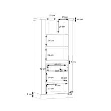Regal >DURO< Schublade, Pinie Weiss / Eiche Antik Dekor - 71,4x160,4x41,3cm (BxHxT)