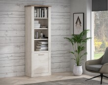 Regal >DURO< 1 Tür, Pinie Weiss / Eiche Antik Dekor - 71,4x212x41,3cm (BxHxT)