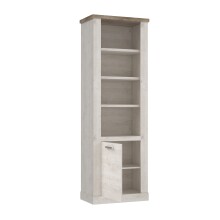 Regal >DURO< 1 Tür, Pinie Weiss / Eiche Antik Dekor - 71,4x212x41,3cm (BxHxT)