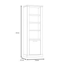 Regal >DURO< 1 Tür, Pinie Weiss / Eiche Antik Dekor - 71,4x212x41,3cm (BxHxT)