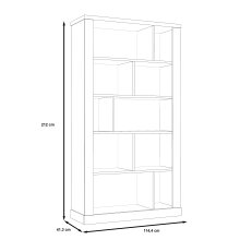 Bücherregal >DURO< 10 Fächer, Pinie Weiss / Eiche Antik Dekor - 114,4x212x41,3cm (BxHxT)