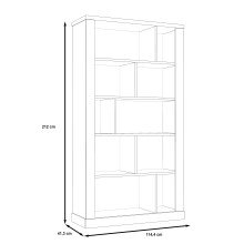 Bücherregal >DURO< 10 Fächer, Pinie Weiss / Eiche Antik Dekor - 114,4x212x41,3cm (BxHxT)