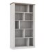 Bücherregal >DURO< 10 Fächer, Pinie Weiss / Eiche Antik Dekor - 114,4x212x41,3cm (BxHxT)