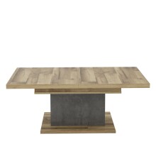 Couchtisch >RICCIANO< ausziehbar 160cm, Stabeiche Dekor/Betonoptik - 120/160x46,9x70cm BxHxT