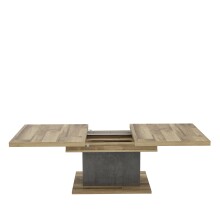 Couchtisch >RICCIANO< ausziehbar 160cm, Stabeiche Dekor/Betonoptik - 120/160x46,9x70cm BxHxT