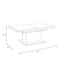 Couchtisch >RICCIANO< ausziehbar 160cm, Stabeiche Dekor/Betonoptik - 120/160x46,9x70cm BxHxT