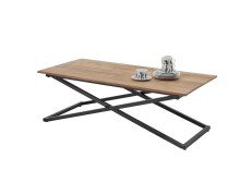 Couchtisch >Allround< 2 Tabletts, Akazie massiv / Metall schwarz- 122x46x61 (BxHxT)