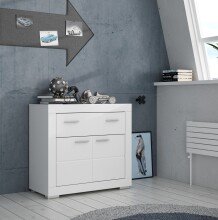 Kommode >SNOW< 2 Türen, 1 Schub, in weiß - 96x86,5x41,4cm (BxHxT)