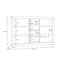 Sideboard >SNOW< 4 Schübe, 2 Türen, in weiß - 170,7x108,8x41,4cm (BxHxT)