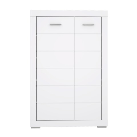 Hochkommode >SNOW< 2 Türen, 10 Fächer, in weiß - 101x153,6x41,4cm (BxHxT)