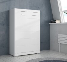 Hochkommode >SNOW< 2 Türen, 10 Fächer, in weiß - 101x153,6x41,4cm (BxHxT)