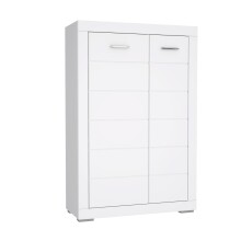 Hochkommode >SNOW< 2 Türen, 10 Fächer, in weiß - 101x153,6x41,4cm (BxHxT)