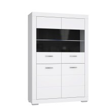 Highboard >SNOW< 4 Türen, 2 verglast, in weiß - 116x176x41,4cm (BxHxT)