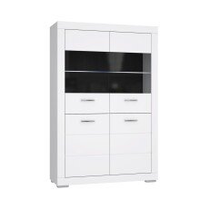 Highboard >SNOW< 4 Türen, 2 verglast, in weiß - 116x176x41,4cm (BxHxT)