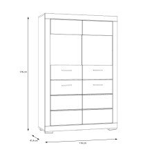 Highboard >SNOW< 4 Türen, 2 verglast, in weiß - 116x176x41,4cm (BxHxT)