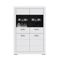 Highboard >SNOW< 4 Türen, 2 verglast, in weiß - 116x176x41,4cm (BxHxT)