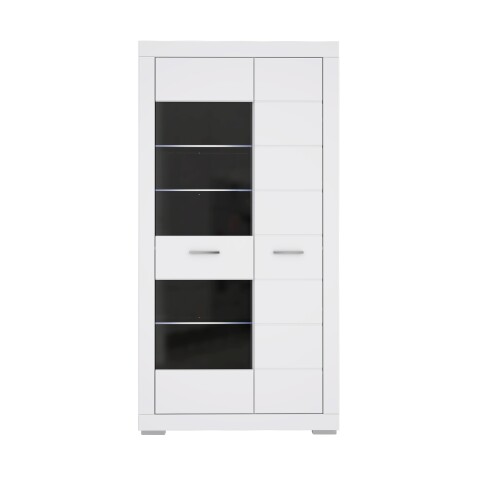 Vitrine >SNOW< 2 Türen, 1 verglast, in weiß - 101x198,5x41,4cm (BxHxT)