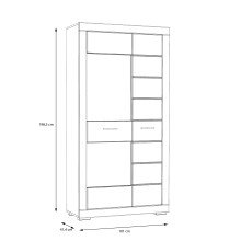 Vitrine >SNOW< 2 Türen, 1 verglast, in weiß - 101x198,5x41,4cm (BxHxT)