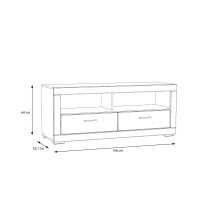 Lowboard >SNOW< 2 Schubladen, 2 Fächer, in weiß - 156x64x52,1cm (BxHxT)