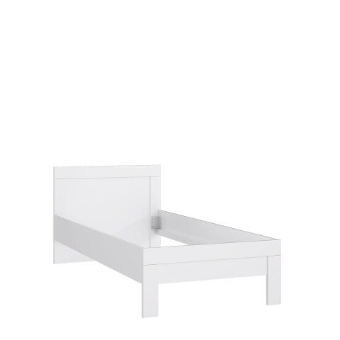 Einzelbett >SNOW< mit Kopfteil, in weiß, Innenmaß 90x200cm - 96,1x80,5x204,8cm (BxHxT)