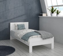 Einzelbett >SNOW< mit Kopfteil, in weiß,...