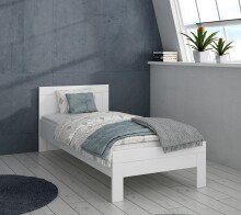 Einzelbett >SNOW< mit Kopfteil, in weiß,...