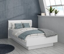 Bett >SNOW< mit Kopfteil, in weiß,...